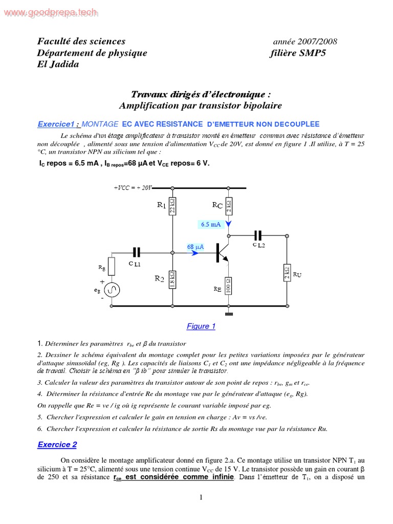 TD Ampli à Transistor Bipolaire Amplificateur électronique