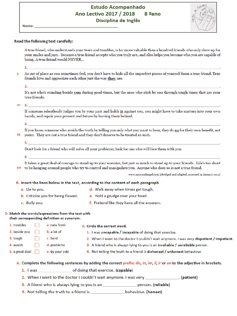 English Study Guide for 8th Grade | PDF