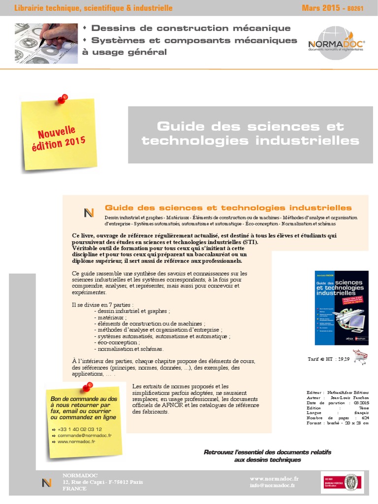 Guide Des Sciences Et Technologies Industrielles Pdf Guide Des Sciences Et Technologies Industrielles - NORMADOC - 03.2015 PDF |  PDF | Dessin technique | Science