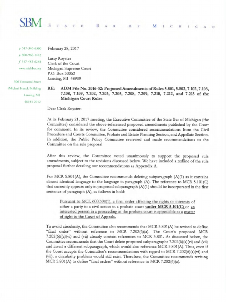 Michigan Court Rules That State Has No >> Adm File No 2016 32 Proposedamendments Of Rules 5 80l 5 802 Michigan Court Rules That State Has No >> Adm File No 2016 32 Proposedamendments Of Rules 5 80l 5 802