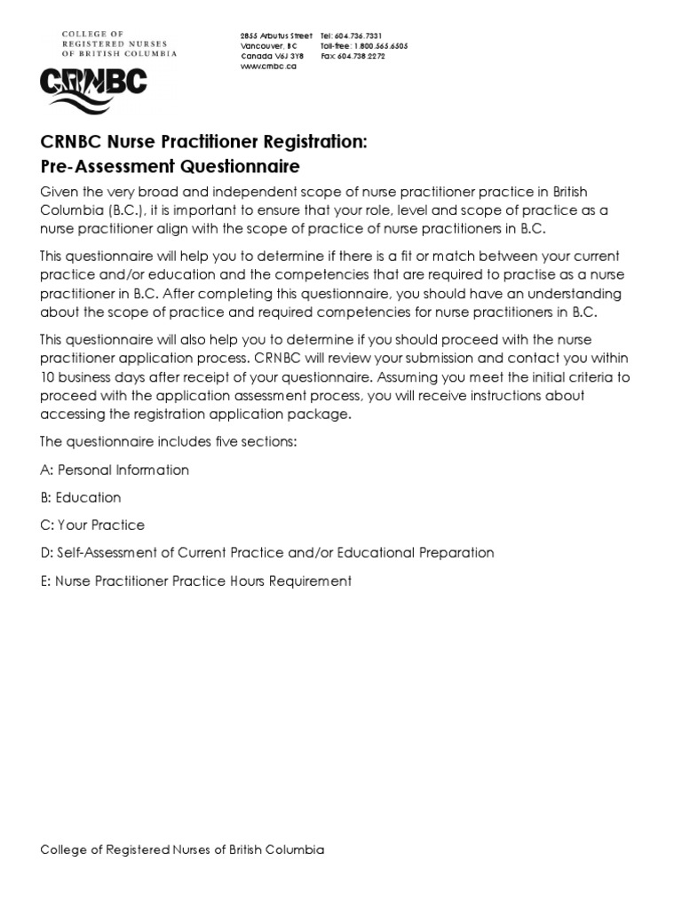 Nurse Practitioner Pre-Assessment Guide | PDF | Nurse Practitioner ...