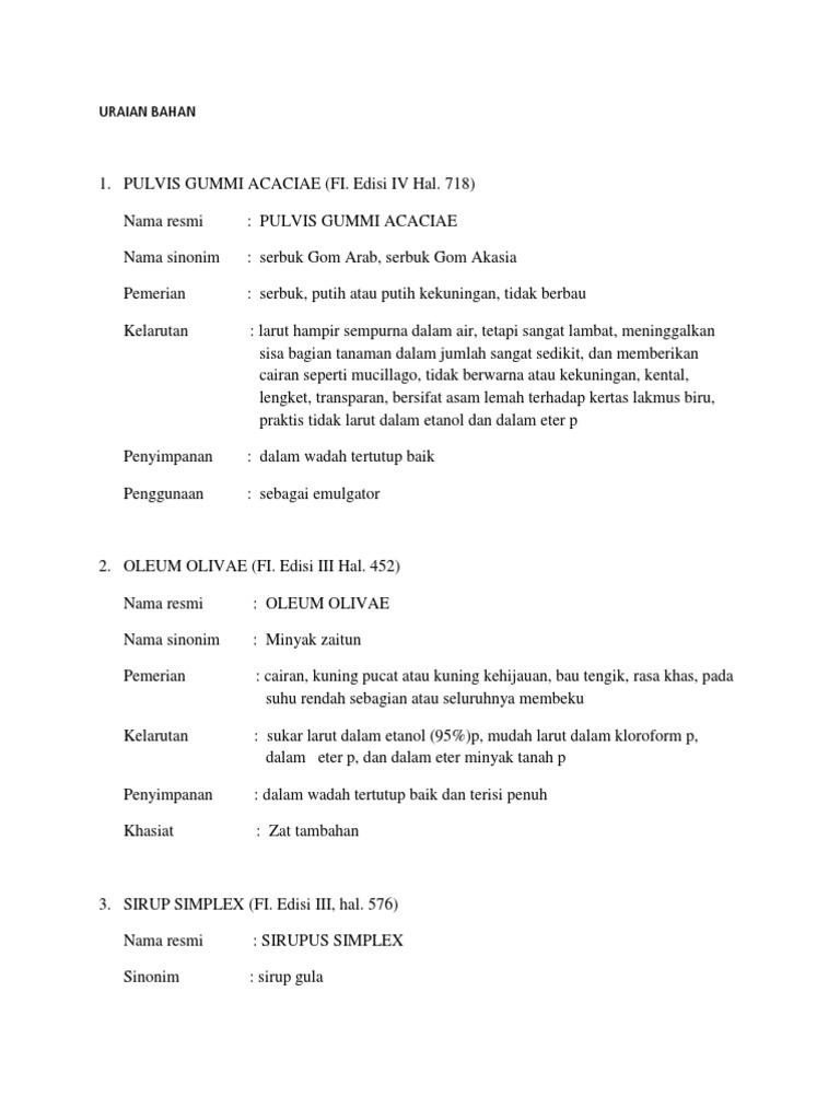 Uraian Bahan Emulsi | PDF