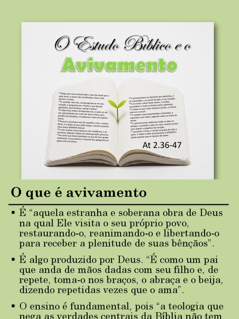 O Estudo Bíblico e o Avivamento | PDF | Bíblia | Pentecostalismo