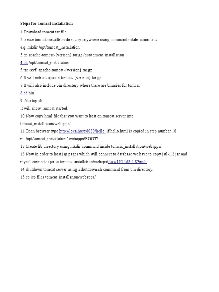 Steps For Tomcat Installation | PDF