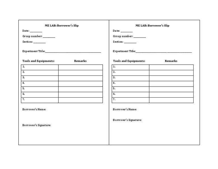 Me Lab Borrowers Slips PDF