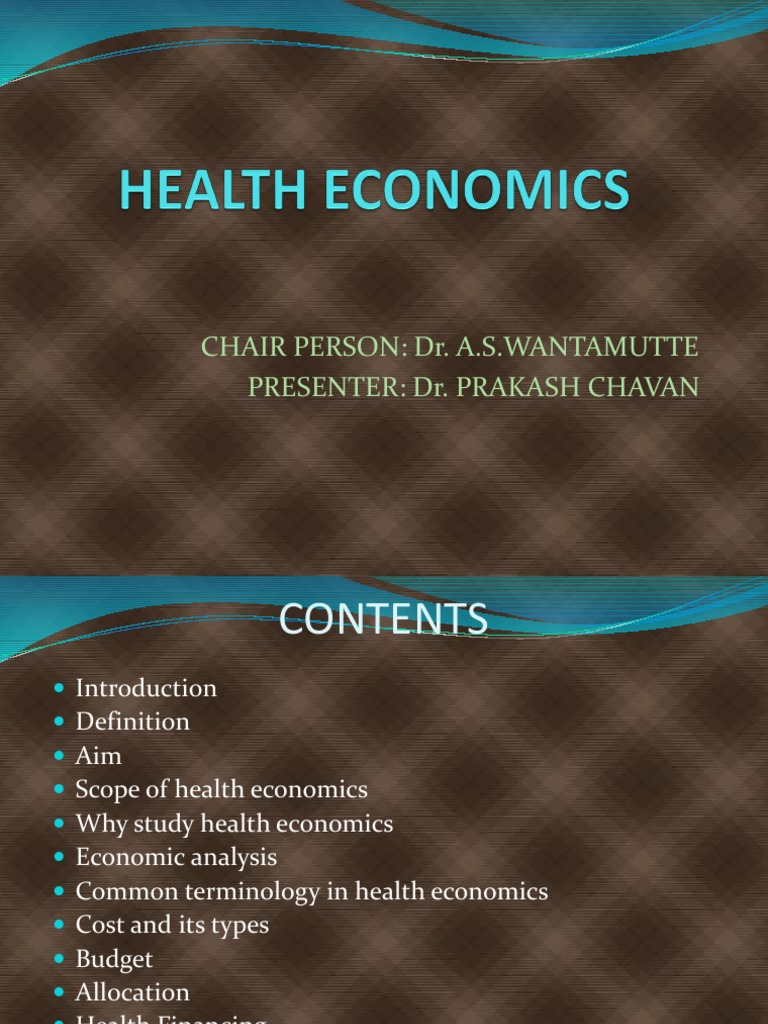Scope of Health Economics PDF Measures Of National And