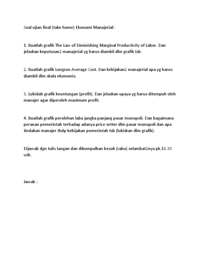 Soal Final Ekonomi Manajerial