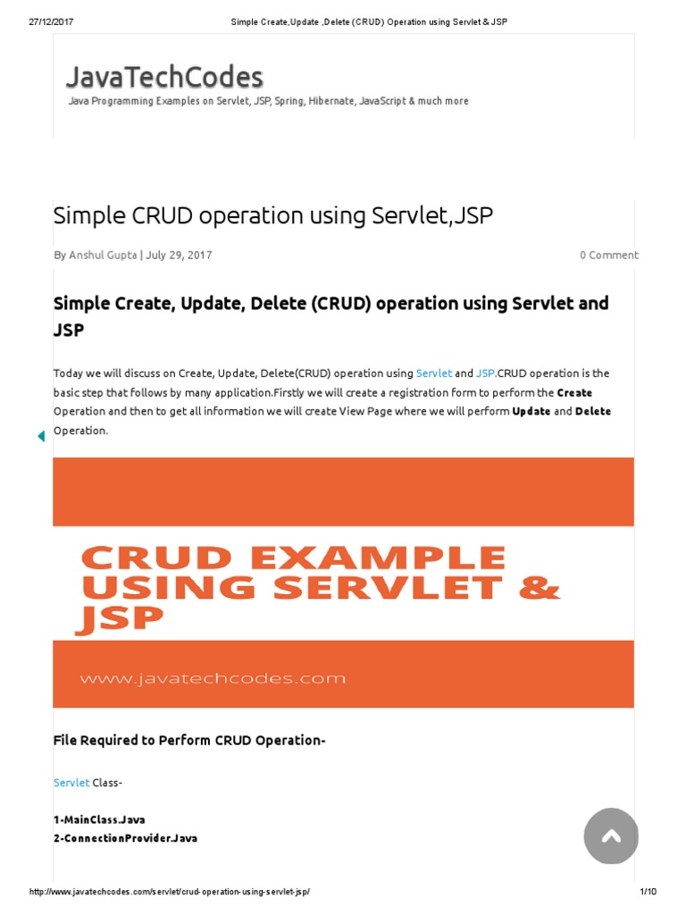 CRUD Operations with Servlet & JSP | PDF | Java Server Pages | Java ...