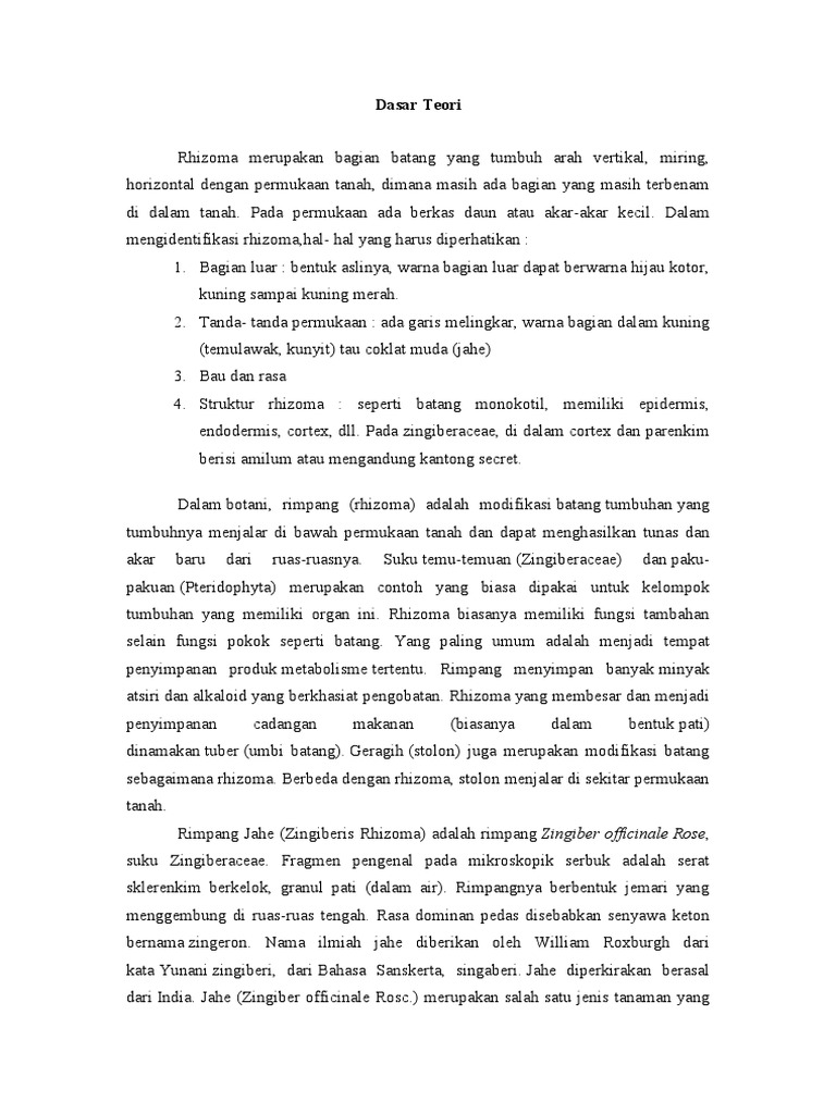 Karakteristik dan Fungsi Rhizoma Tumbuhan | PDF | Griya & Taman