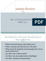 Literature Review: Dr. Zulfiqar Hyder RME-411
