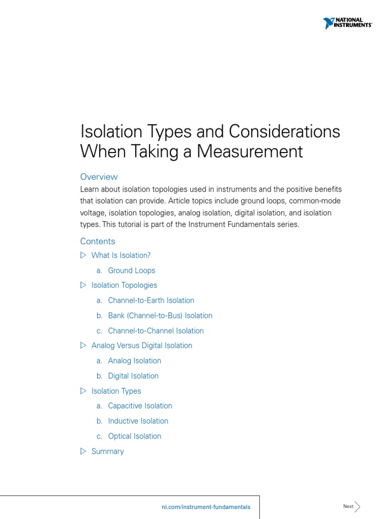 Isolation Types National Instrument | PDF | Analog To Digital Converter ...