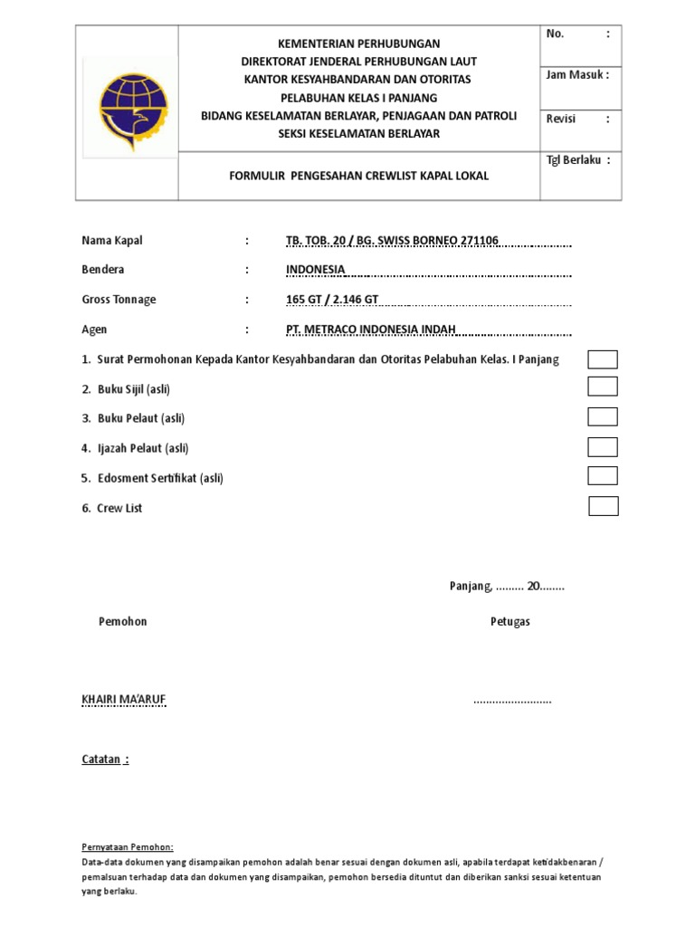 Permohonan Check List Pdf