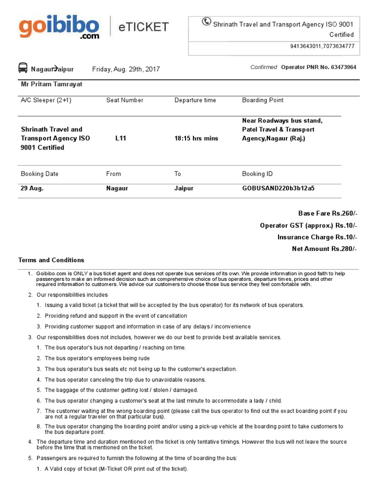 Bus Bill 29.7.17 (Word) | PDF | Ticket (Admission) | Baggage