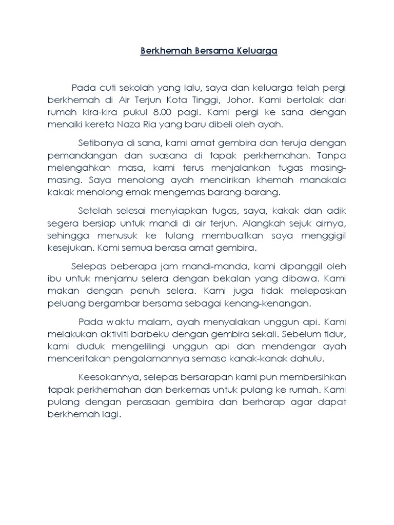 Karangan Bercuti Bersama Keluarga / Karangan Bahagian b