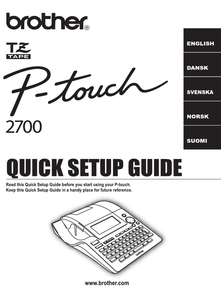 Brother P-Touch 2700 Multi-Language - Quick Setting Guide | PDF ...
