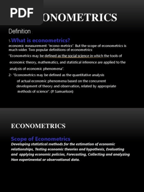 Econometrics Handout Pdf Econometrics Experiment