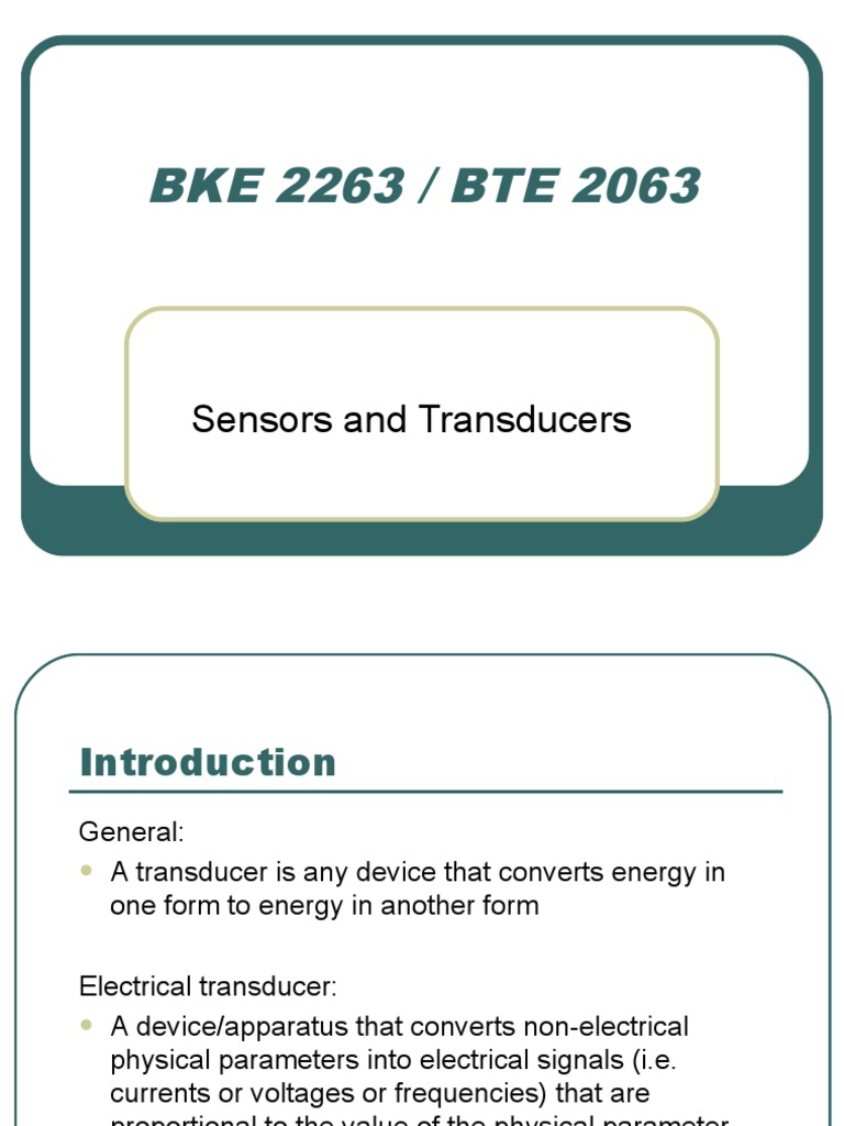 Sensors and Transducers PDF Electrical Resistance And Conductance