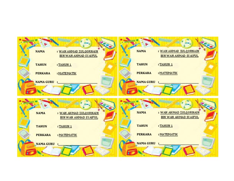 Stiker Nama Mata Pelajaran Terupdate Stiker Nama Mata Pelajaran Terupdate