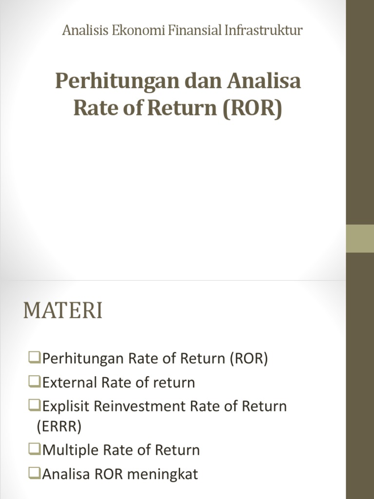 Analisis Rate of Return (ROR) | PDF | Pengelolaan Keuangan & Uang ...