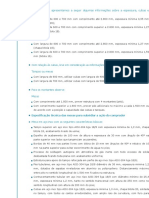 informações sobre a espessura, cubas e montante