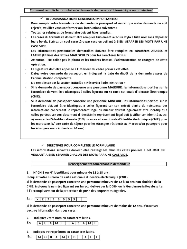Formulaire À Remplir Pour Passeport - Service Publique