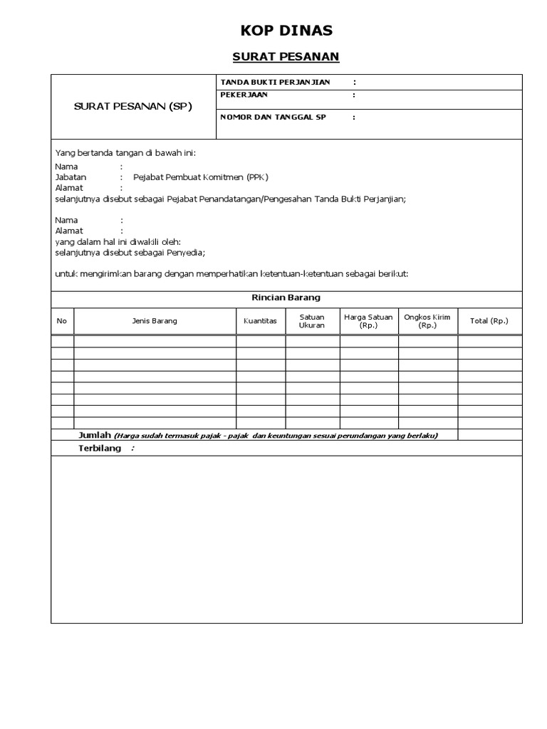 Contoh Surat Pesanan E Catalog Pdf