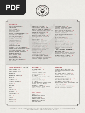 Cloak & Petal Menu