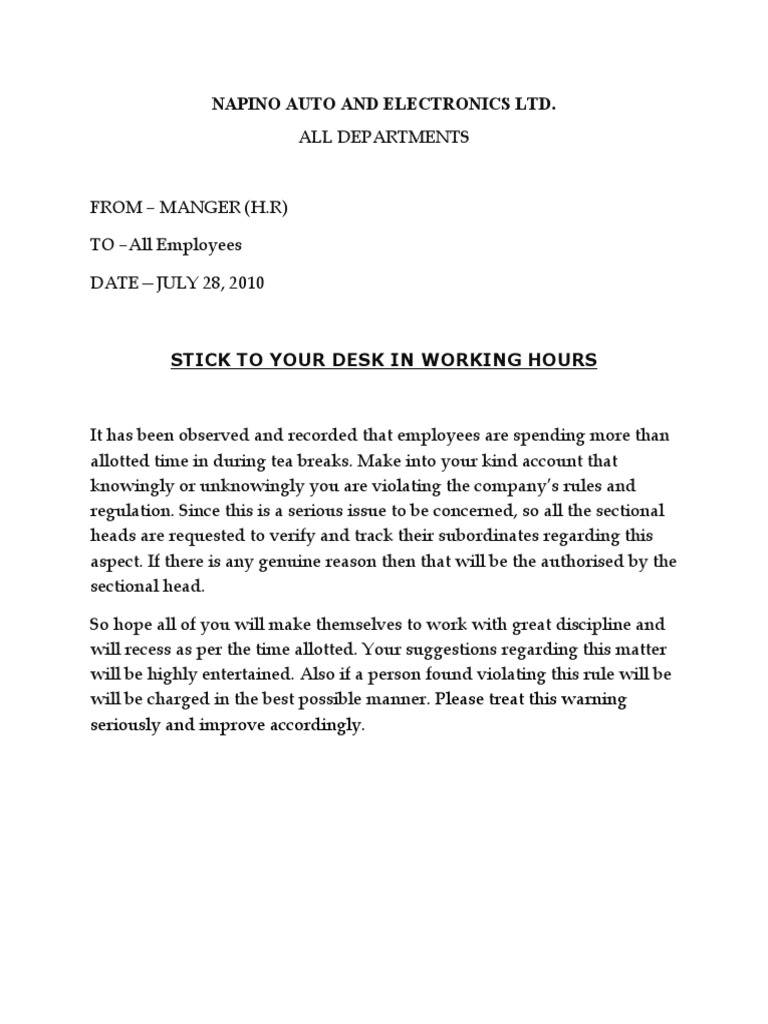 Employee Break Policy Reminder | PDF