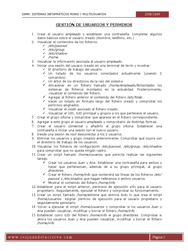 Gestión de Usuarios y Permisos en Linux | PDF | Archivo de computadora ...