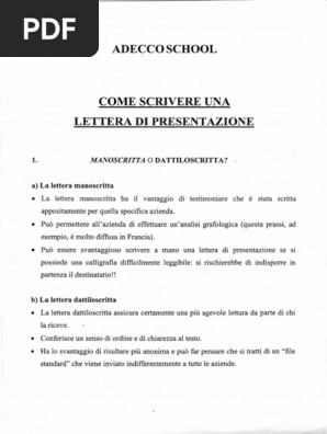 Adecco School Come Scrivere Una Lettera Di Presentazione