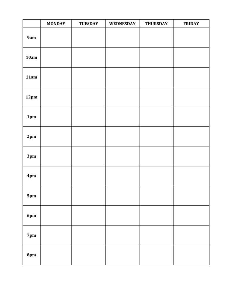 Weekly Schedule Overview | PDF