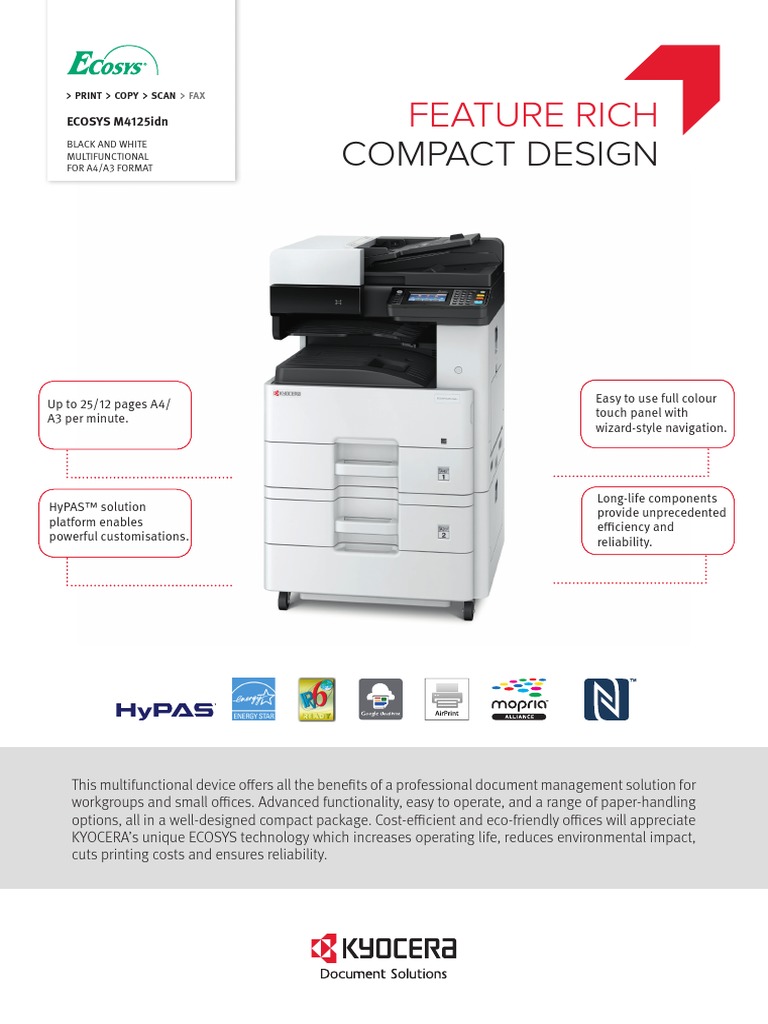 Kyocera M4125idn M4132idn Brochure PDF Image Scanner Fax