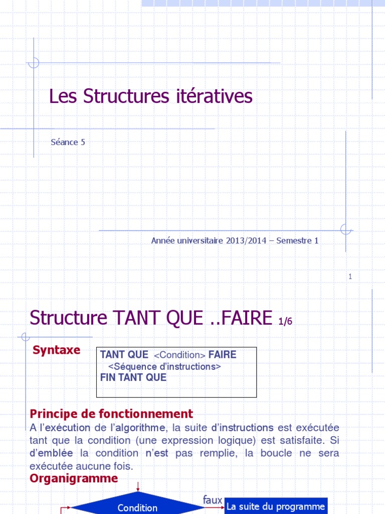 Algorithme TANT QUE et itérations | PDF | Structure de contrôle ...