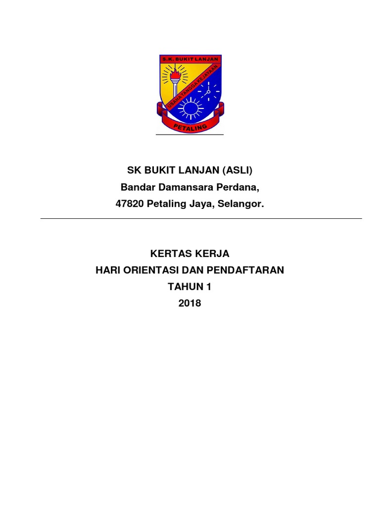 Hari Orientasi & Pendaftaran Tahun 1 2018  PDF