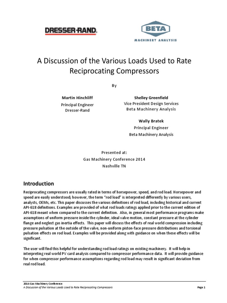 A Discussion Of The Various Loads Used To Rate Reciprocating