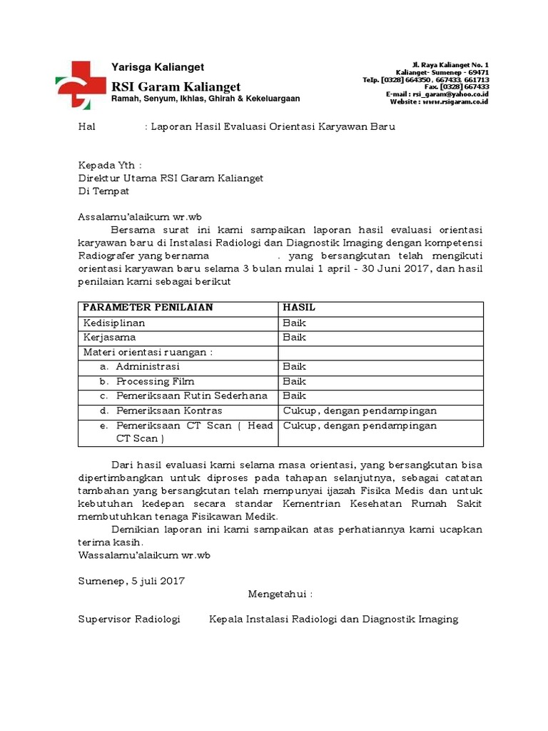 laporan hasil evaluasi