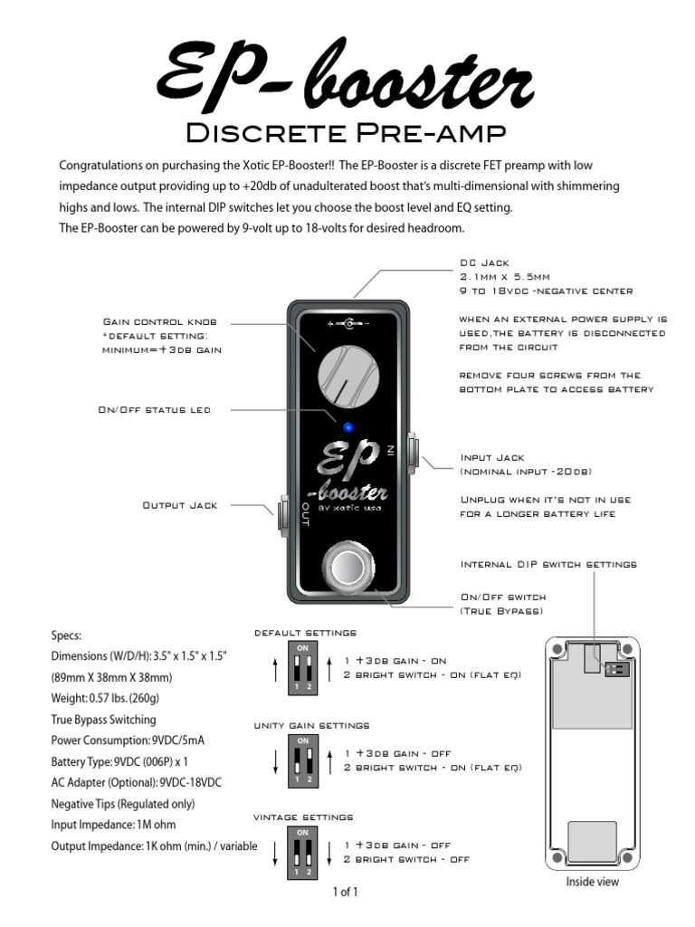 EP-Booster DIP Switch Settings Guide | PDF | Power Supply | Switch