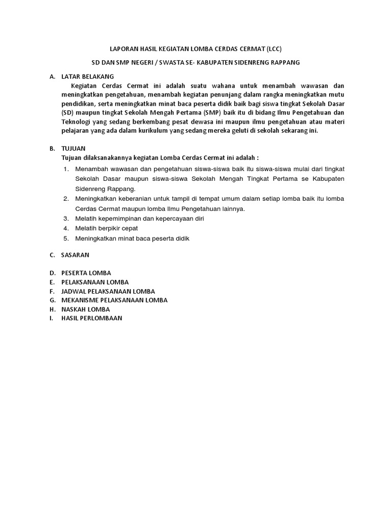 Contoh Laporan Kegiatan Ujian Sekolah Smp Seputar Laporan