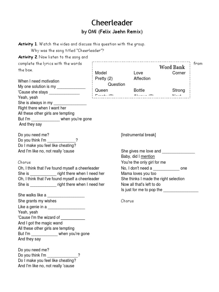 Cheerleader by Omi | PDF | Pop Music | Recorded Music