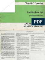 IBM, 1981 - "Selectric" Typewriter Part No./Price List