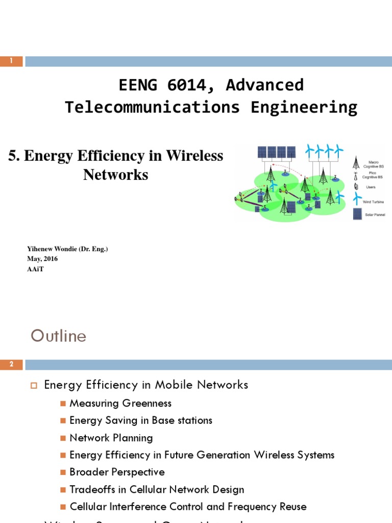 Energy Efficiency in Wireless Networks | PDF | Cognitive Radio ...