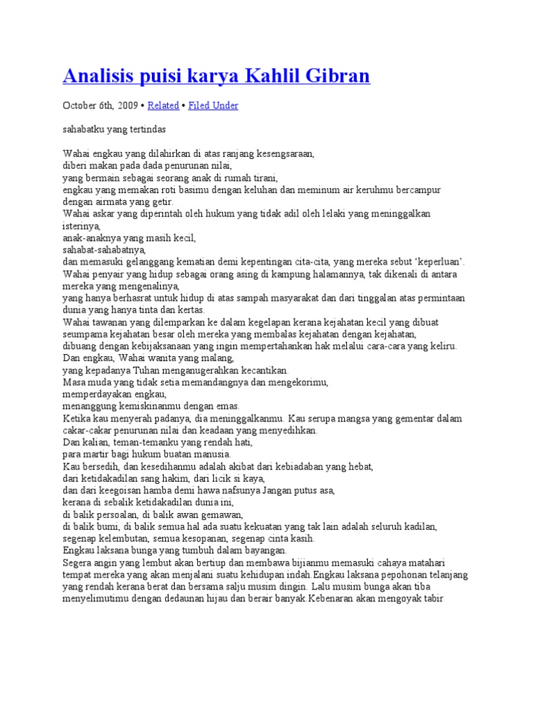 Puisi Tentang Anak Karya Kahlil Gibran - KT Puisi