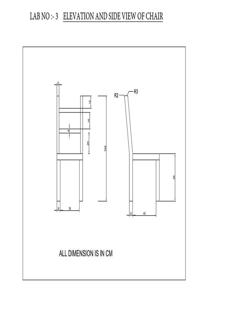 Lab No:-3 Elevation and Side View of Chair | PDF