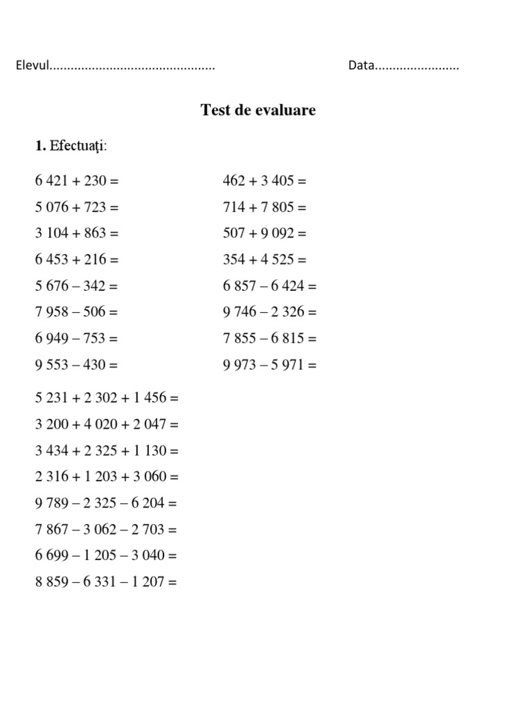 Test Mate Clasa A IIIa | PDF