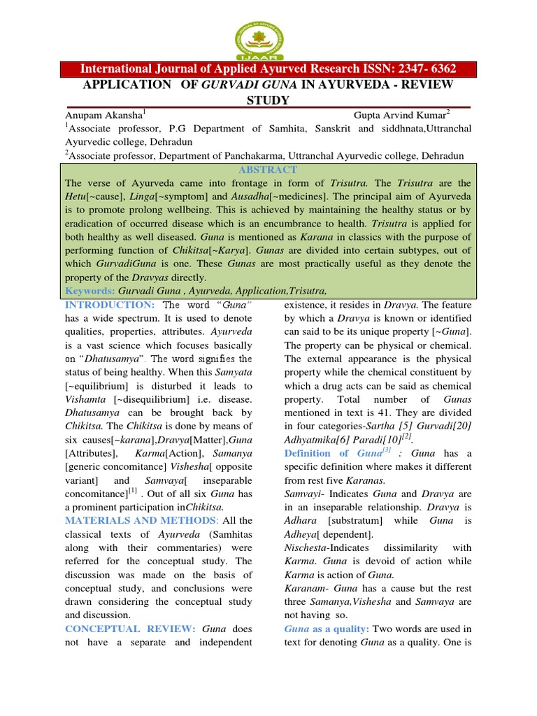 gurvadi guna in ayurveda Ayurveda Hindu Philosophical Concepts