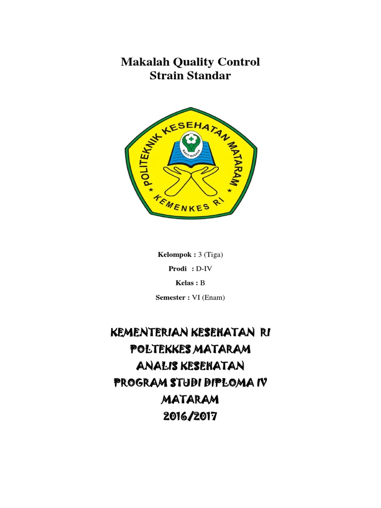 Makalah Quality Control Laboratorium Kesehatan Contoh Makalah