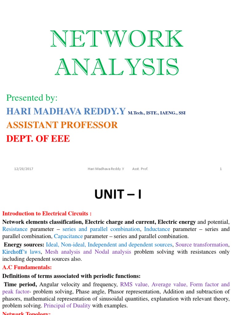 Network Analysis: Presented by | PDF