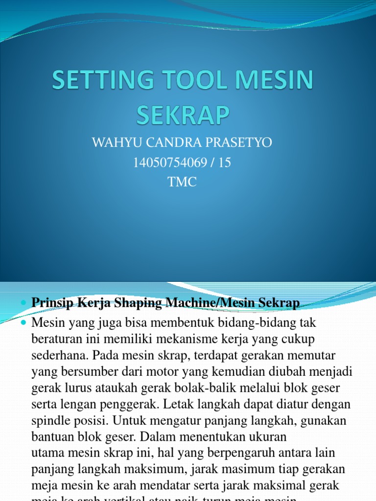 Prinsip dan Bagian Mesin Sekrap | PDF