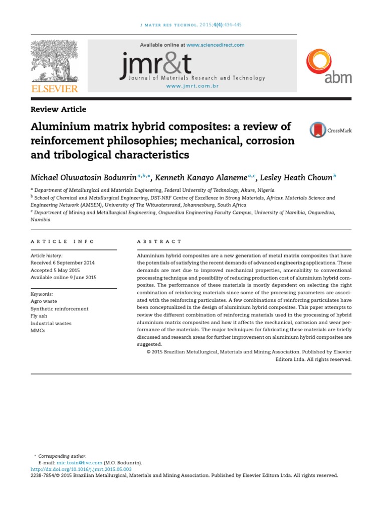 Aluminium Matrix Hybrid Composites A Review of Reinforcement ...