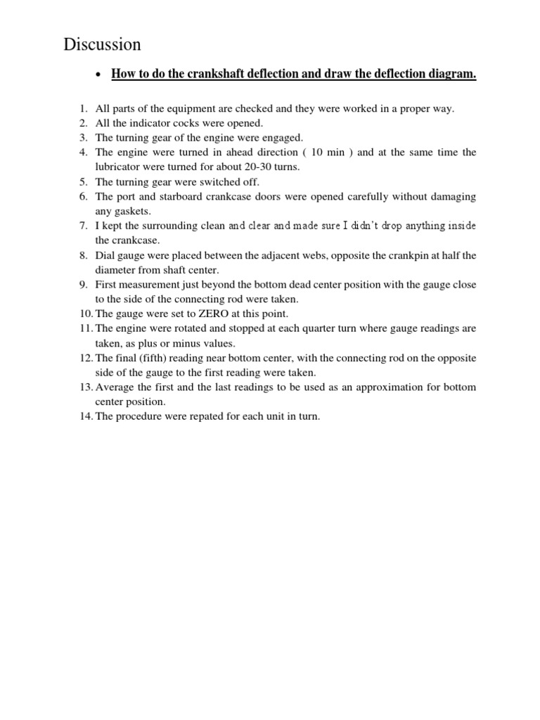 Discussion How To Do The Crankshaft Deflection and Draw The Deflection Diagram PDF